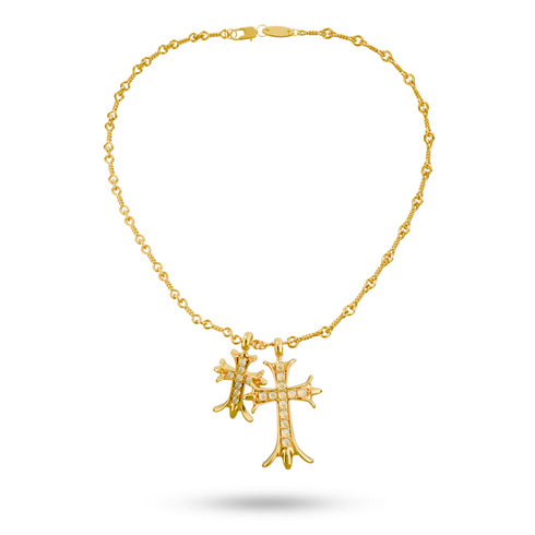 NARCISSIST® Iced Dual Cross Pendants & Chain